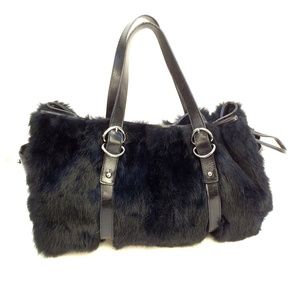 Kenneth Cole fur with leather accents handbag